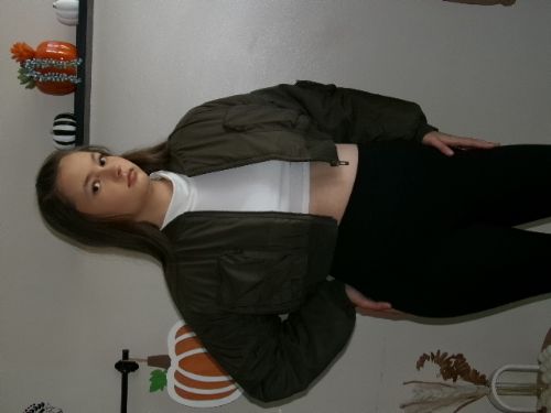 Khaki Cropped Cargo Bomber Jacket  (XS)